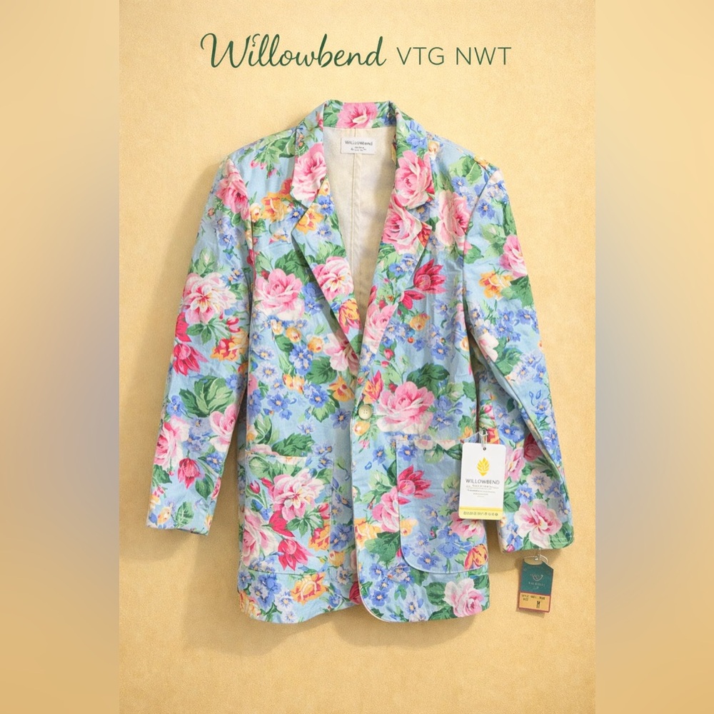 Vintage Willowbend Floral Women's Blazer with Pink and Blue Accents NWT DeadStoc